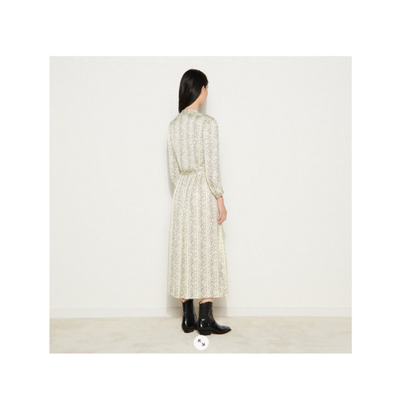 Sandro Print Long Sleeve Dress Cream Size 40 (8 US) - Picture 2 of 3